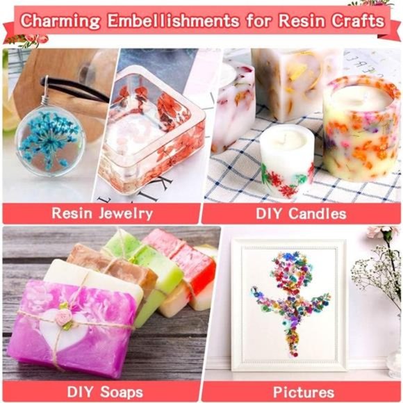 6 Boxes Dried Flowers for Nail Art, Audab 190 Pcs Nail Dried Flowers Mini Resin - Picture 7 of 7